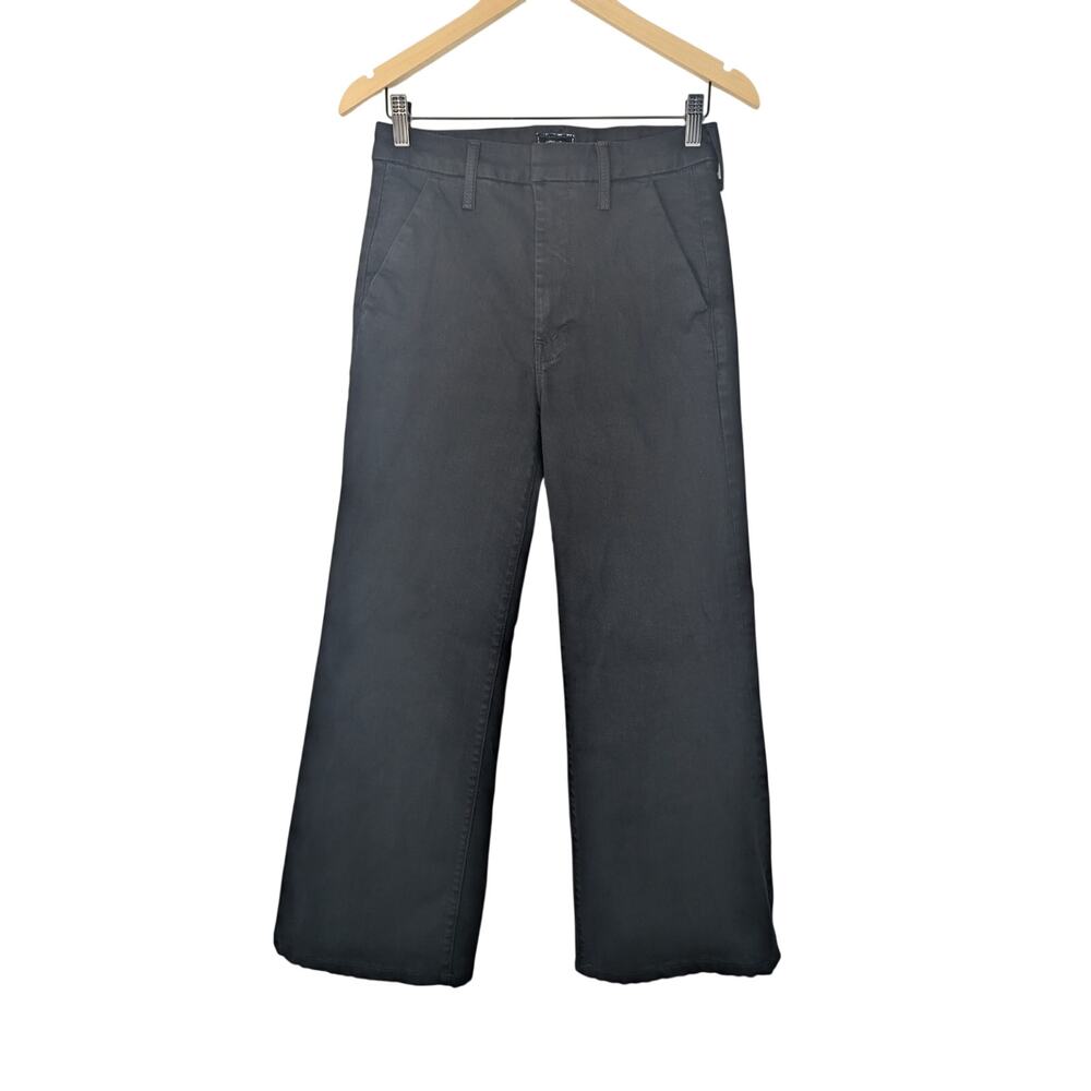 Mother High Rise The Roller Prep Heel Wide Leg Jean in Pitch Black Minimalist - Picture 2 of 9